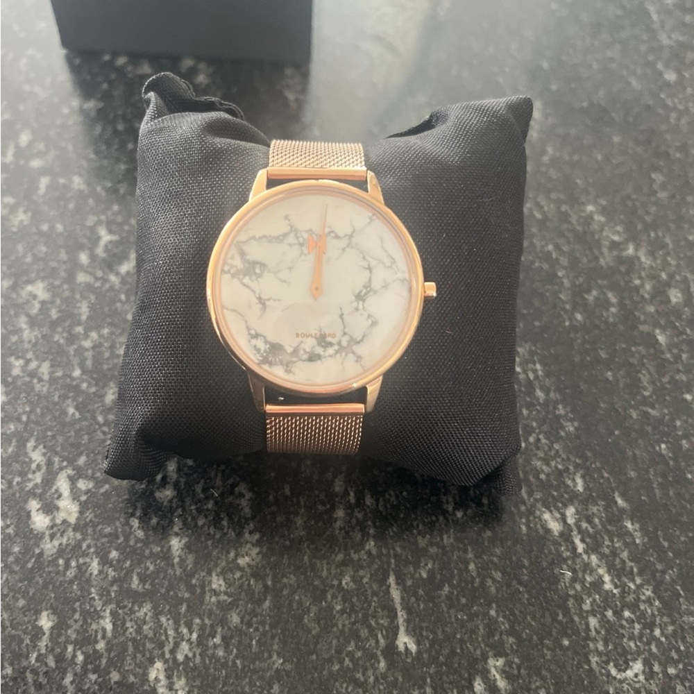 MVMT Rose Gold Mesh Marble Face Watch
